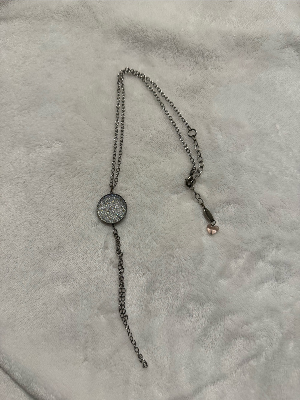 Sabika Silver-Tone Druzy Circle Pendant Necklace